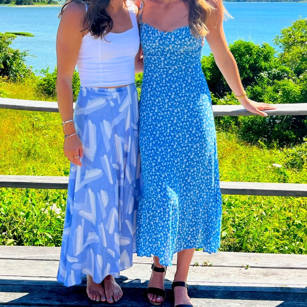 Reformation Sky Blue Floral Midi Dress